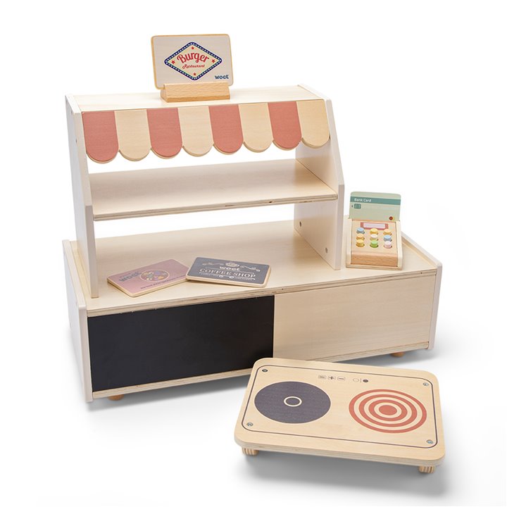 Woet® Wooden Shop and Restaurant Play Set